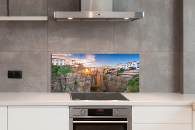 Painel de vidro Pôr do sol na Ponte da Espanha