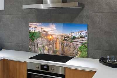 Painel de vidro Pôr do sol na Ponte da Espanha