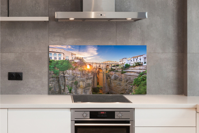 Painel de vidro Pôr do sol na Ponte da Espanha