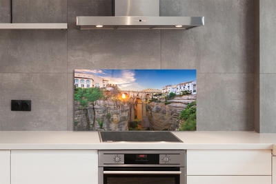 Painel de vidro Pôr do sol na Ponte da Espanha