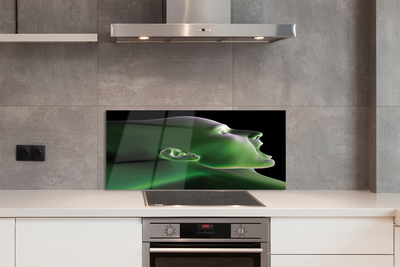 Painel de vidro Cabeça humana luz verde