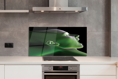 Painel de vidro Cabeça humana luz verde