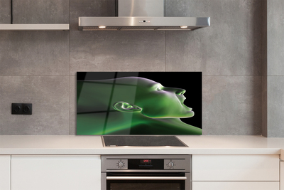 Painel de vidro Cabeça humana luz verde