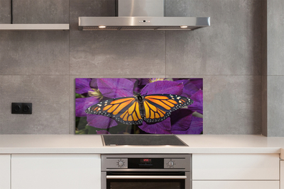 Painel de vidro Flores de borboletas coloridas