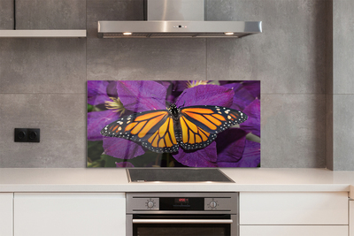 Painel de vidro Flores de borboletas coloridas