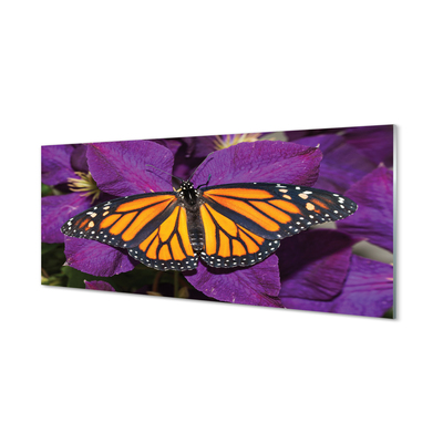 Painel de vidro Flores de borboletas coloridas