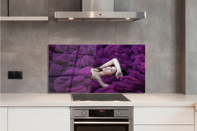 Painel de vidro Mulher violeta