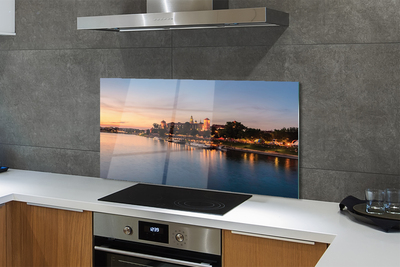 Painel de vidro Castelo do Rio Sunset de Cracóvia