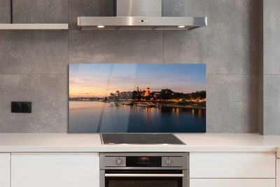 Painel de vidro Castelo do Rio Sunset de Cracóvia