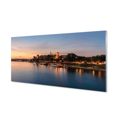 Painel de vidro Castelo do Rio Sunset de Cracóvia