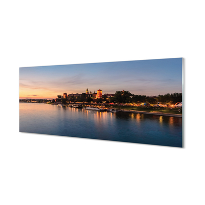 Painel de vidro Castelo do Rio Sunset de Cracóvia