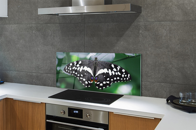 Painel de vidro Folhas coloridas de borboletas