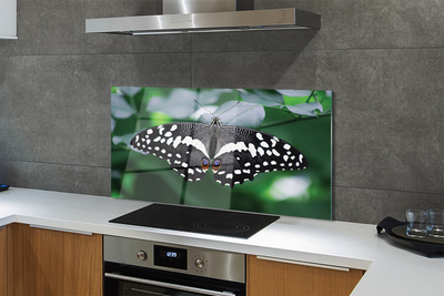 Painel de vidro Folhas coloridas de borboletas