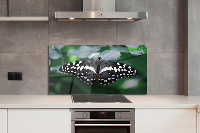 Painel de vidro Folhas coloridas de borboletas