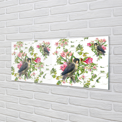 Painel de vidro Pássaros em um galho