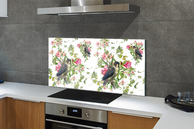 Painel de vidro Pássaros em um galho