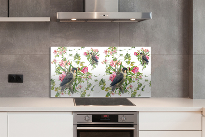 Painel de vidro Pássaros em um galho