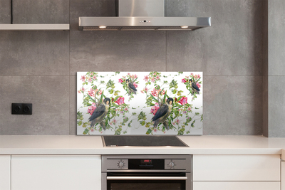 Painel de vidro Pássaros em um galho