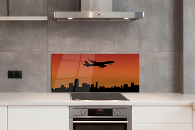 Painel de vidro Pôr do sol e céu de avião