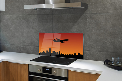 Painel de vidro Pôr do sol e céu de avião