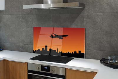 Painel de vidro Pôr do sol e céu de avião