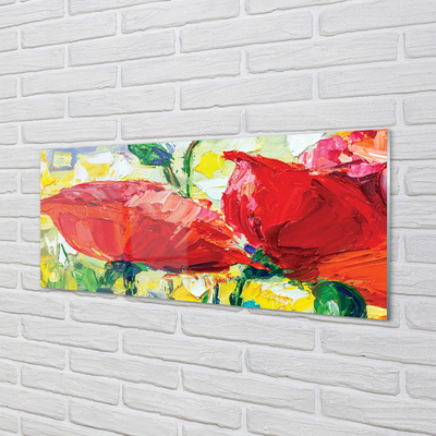 Painel de vidro flores vermelhas