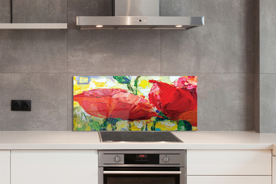 Painel de vidro flores vermelhas