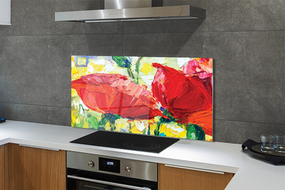 Painel de vidro flores vermelhas