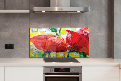 Painel de vidro flores vermelhas