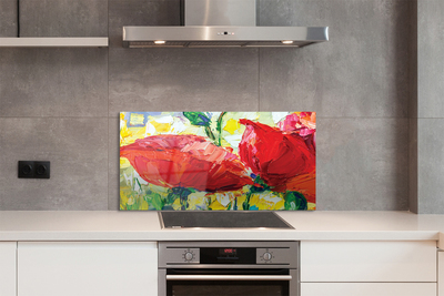 Painel de vidro flores vermelhas