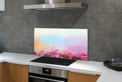 Painel de vidro Flores no céu