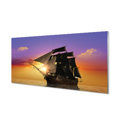 Painel de vidro Navio céu colorido mar