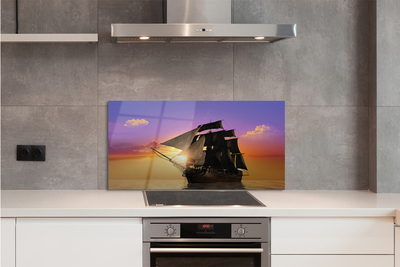 Painel de vidro Navio céu colorido mar