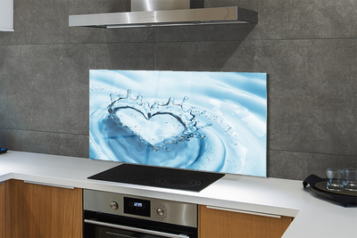 Painel de vidro Coração de gotas de água