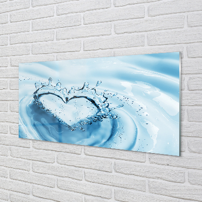 Painel de vidro Coração de gotas de água
