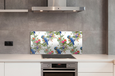 Painel de vidro Pássaros em um galho com flores