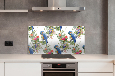 Painel de vidro Pássaros em um galho com flores