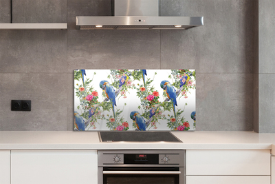 Painel de vidro Pássaros em um galho com flores