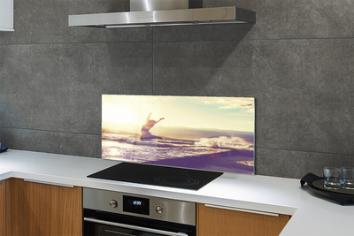 Painel de vidro Mulher lago nuvens