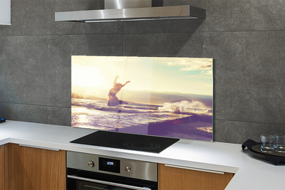 Painel de vidro Mulher lago nuvens