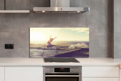 Painel de vidro Mulher lago nuvens