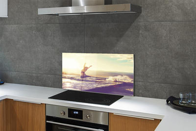 Painel de vidro Mulher lago nuvens