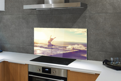 Painel de vidro Mulher lago nuvens