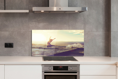 Painel de vidro Mulher lago nuvens