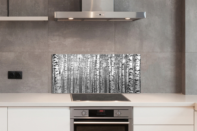 Painel de vidro Árvores pretas e brancas