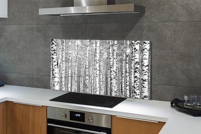 Painel de vidro Árvores pretas e brancas