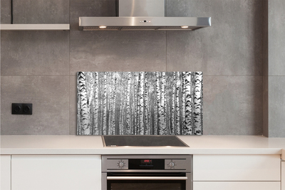 Painel de vidro Árvores pretas e brancas