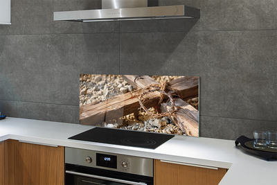 Painel de vidro Cruz, pedras, espinhos