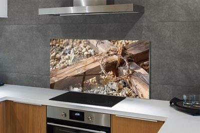 Painel de vidro Cruz, pedras, espinhos