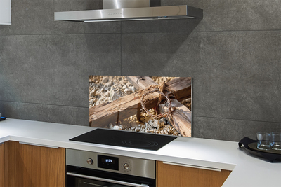 Painel de vidro Cruz, pedras, espinhos